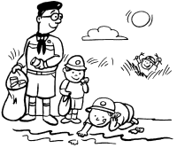 A coloring page of games and activities